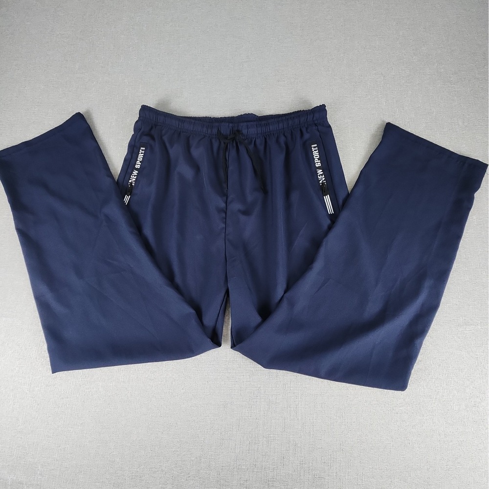 New Sporti Mens Medium Track Pants 32W Navy Blue Joggers Zip Pocket Lightweight